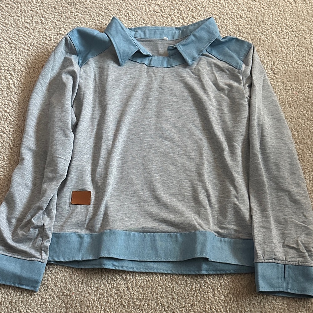 Stylish Gray and Blue womens Shirt